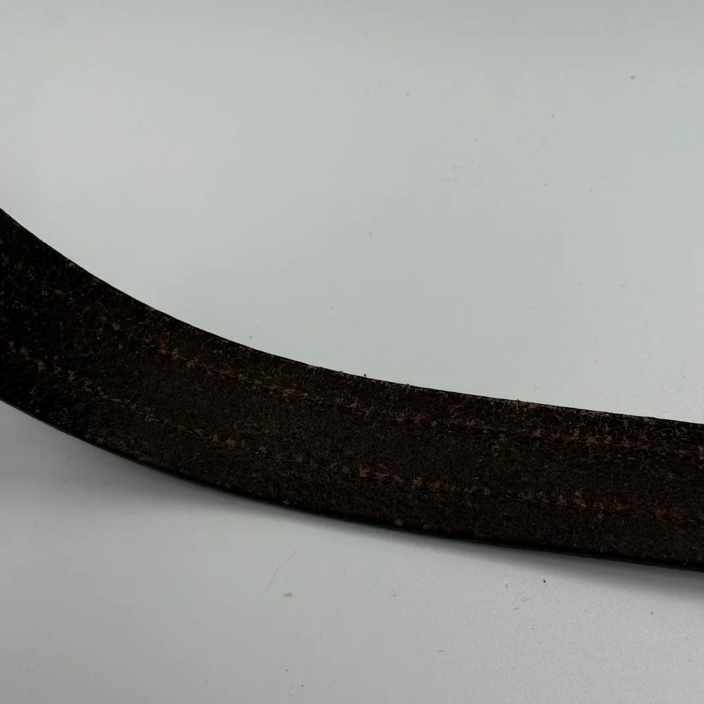 Orvis Mens Leather Belt 40 Brown Ribbon Inlay Stripe Made in USA‎ 39KY